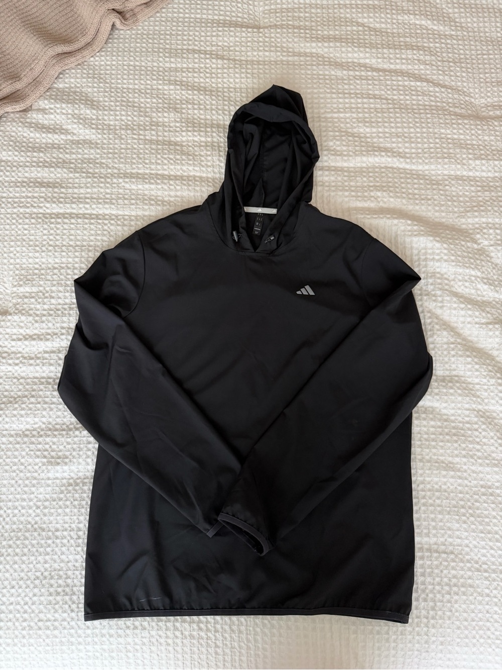 adidas Black Hooded Drawstring Pullover with Subtle Logo
